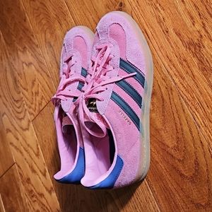Pink and purple adidas gazelle